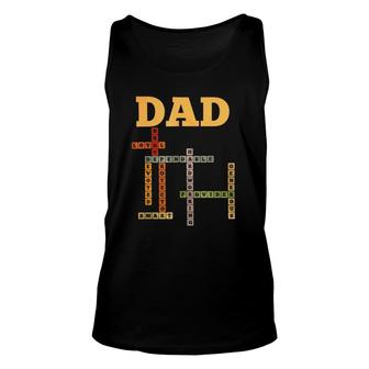 Dad Crossword Puzzle - Father's Day Love Word Games Saying Unisex Tank Top | Mazezy