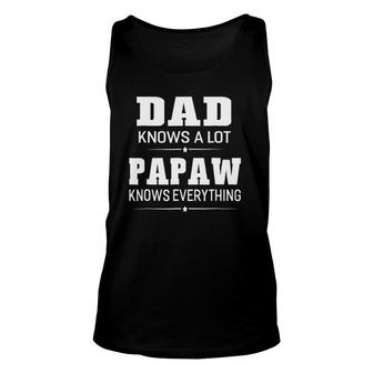 Dad Knows A Lot Papaw Knows Everything Grandpa Men Unisex Tank Top | Mazezy