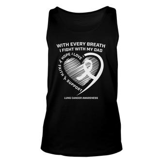 Dad Lung Cancer Awareness White Ribbon Lung Cancer Dad Tank Top | Mazezy