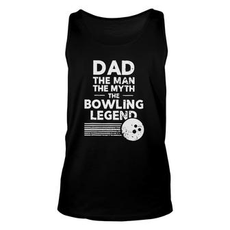 Dad The Man Myth Bowling Legend Retro Vintage Bowling Ball Stripes Father's Day Bowlers Tank Top | Mazezy