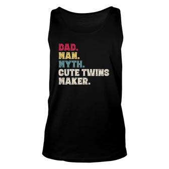 Mens Dad Man Myth Cute Twins Maker New Dad Father's Day Tank Top | Mazezy