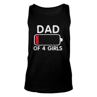 Dad Of 4 Girls Low Battery Unisex Tank Top | Mazezy