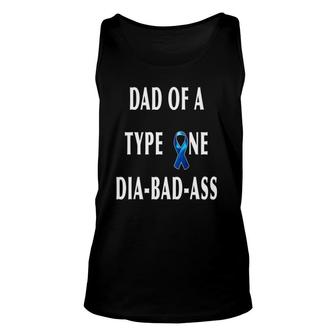Dad Of A Type One Dia Bad Ass Diabetic Son Or Daughter Gift Unisex Tank Top | Mazezy UK