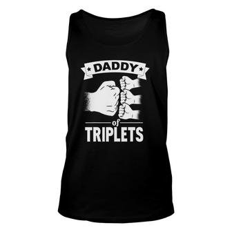 Mens Dad Of Triplets Daddy Father Pregnancy Announcemet Tank Top | Mazezy
