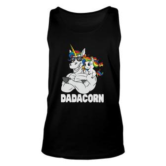 Dadacorn Muscle Unicorn Dad With Baby Daughter Sunglasses Unisex Tank Top | Mazezy