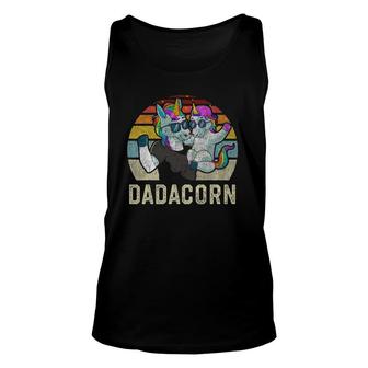 Dadacorn Unicorn Dad Papa Retro Vintage Father's Day Gift Unisex Tank Top | Mazezy