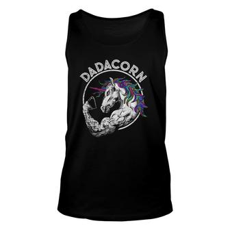 Dadacorn Unicorn Muscle Dad Baby Father's Day Gift Unisex Tank Top | Mazezy