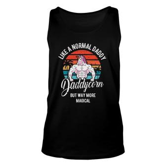 Daddycorn Retro Vintage Unicorn Daddy Gym Workout Dad Gift Unisex Tank Top | Mazezy