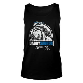 Mens Daddysaurus Father's Day Birthday Dinosaur Trex Daddy Saurus Tank Top | Mazezy