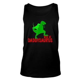 Daddysaurus Fathers Day Funny Dinosaurrex Dad Tee Unisex Tank Top | Mazezy