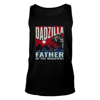 Dadzilla Father Of The Monsters - Dad Vintage Distressed Unisex Tank Top | Mazezy