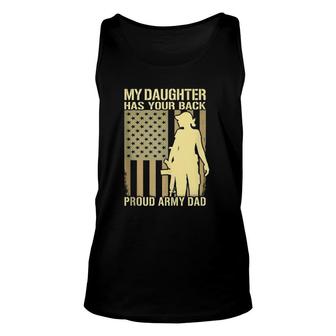Mens My Daughter Has Your Back Proud Army Dad Military Father Tank Top | Mazezy