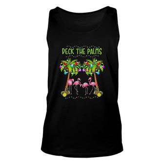 Deck The Palms Merry Flamingo Christmas Unisex Tank Top - Thegiftio UK