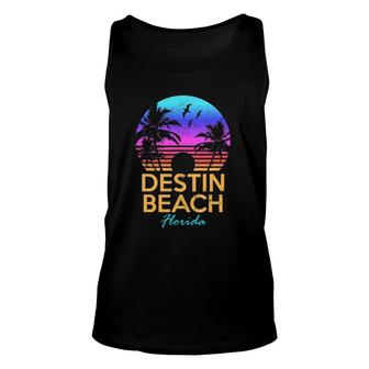 Destin Beach Florida Retro Sunset Summer Vibes Aesthetic Unisex Tank Top | Mazezy