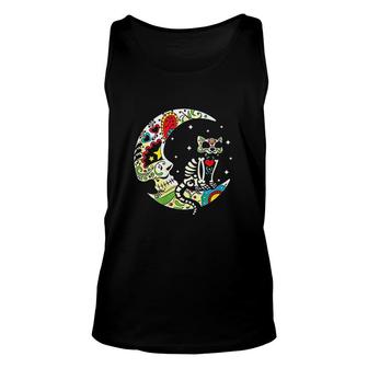 Dia De Los Muertos Halloween Sugar Skull Cat Cinco De Mayo Unisex Tank Top - Thegiftio