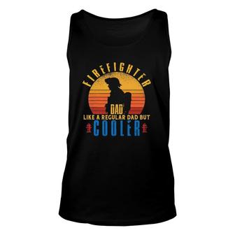 Distressed Firefighter Dad Men Father's Day Fireman Unisex Tank Top | Mazezy