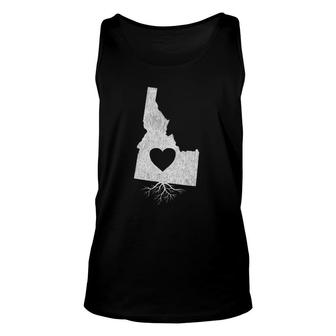Distressed I Love Idaho Roots And Heart Unisex Tank Top | Mazezy