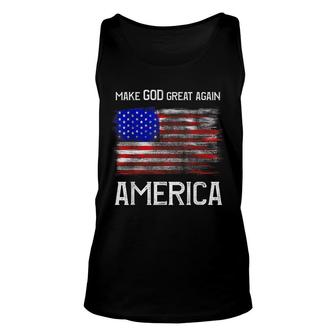 Distressed Make God Great Again American Flag Christian Unisex Tank Top - Thegiftio UK