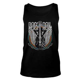 Distressed Vintage Retro 80S Rock & Roll Music Guitar Wings Tank Top | Mazezy