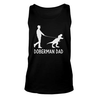 Mens Doberman Dad Dinosaur Dobe Dog Owners Father's Day Tank Top | Mazezy