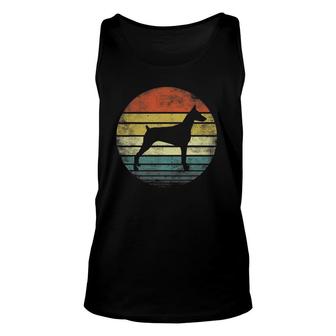 Doberman Lover Owner Gifts Retro Sunset Dog Silhouette Dad Unisex Tank Top | Mazezy