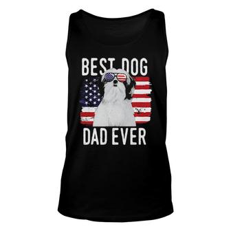 Dog American Flag Best Dog Dad Ever Shih Tzu Usa 153 Paws Unisex Tank Top | Mazezy