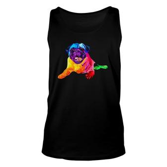 Dog Lover Gifts Pug For Womens Colorful Pug Mens Unisex Tank Top | Mazezy