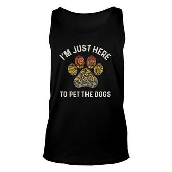 Dog Lover Retro Paw Print I'm Just Here To Pet The Dogs Women Tank Top | Mazezy