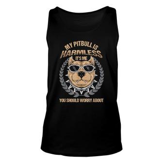 Dog Pittie Owner Dog Lover Pitties My Pitbull Is Harmless 258 Paws Tank Top | Mazezy