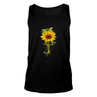 Dragonflies And Sunflower Unisex Tank Top | Mazezy