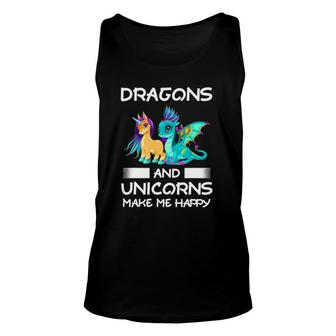 Dragons And Unicorns Make Me Happy Dragons Unisex Tank Top | Mazezy