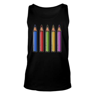 Drawing Crayon Pencil Art Teacher Education Unisex Tank Top | Mazezy
