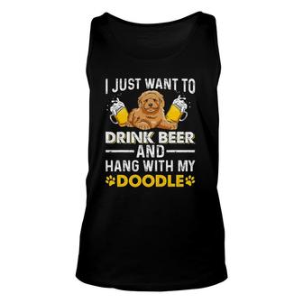 Drink Beer Hang With My Doodle T Goldendoodle Lover Unisex Tank Top | Mazezy DE
