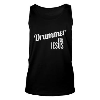 Drummer For Jesus, Christian Script Drumming Tee Shirt Unisex Tank Top - Thegiftio