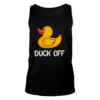 Duck Off - Rubber Duck Pun For Programmer & Teacher Unisex Tank Top | Mazezy