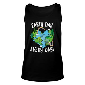 Earth Day Every Day Heart Earth Rainbow Unisex Tank Top | Mazezy
