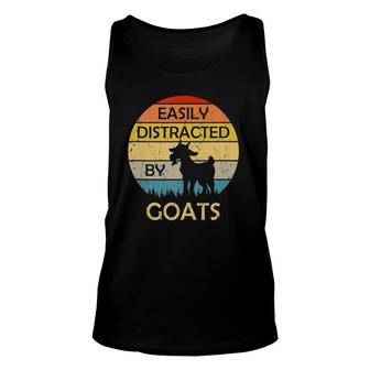 Easily Distracted By Goats Retro Vintage Funny Goat Lover Unisex Tank Top | Mazezy