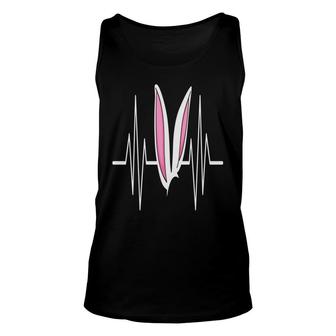 Easter Bunny Ears Heartbeat Easter Day Rabbit Heart Unisex Tank Top - Thegiftio UK