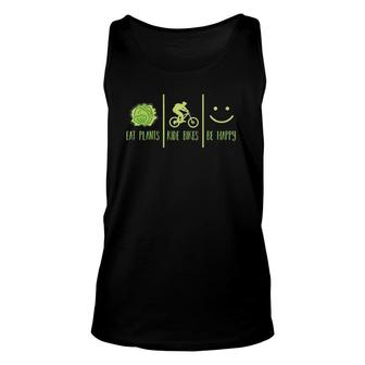 Eat Plants Ride Bikes Be Happy Cycling Tee Unisex Tank Top | Mazezy