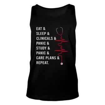 Eat Sleep Clinicals Panic Study Repeat Nurse Unisex Tank Top | Mazezy