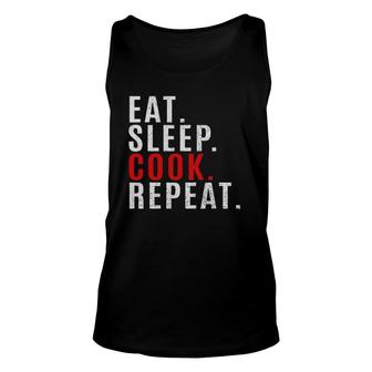 Eat Sleep Cook Repeat Cooking Chef Funny Unisex Tank Top | Mazezy