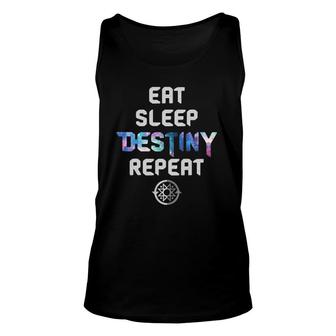 Womens Eat Sleep Destiny Repeat Gamers Video Games Gaming V-Neck Tank Top | Mazezy