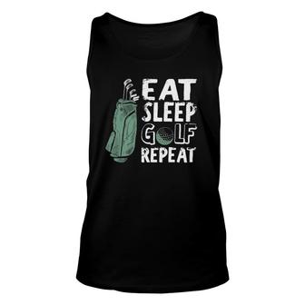 Eat Sleep Golf Repeat Vintage Golfer Golfing Outfit Golf Bag Tank Top | Mazezy