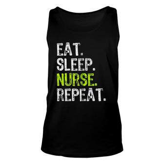 Eat Sleep Nurse Repeat Nursing School Gift Zip Unisex Tank Top | Mazezy