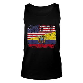 Ecuadorian Roots Half American Flag Usa Ecuador Flag Unisex Tank Top | Mazezy