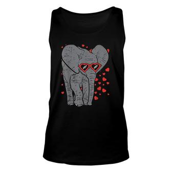Elephant Heart Glasses Cute Valentine's Day Animal Lover Unisex Tank Top | Mazezy