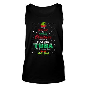 Elf The Best Way To Spread Christmas Cheer Is Playing Tuba To Everyone Here Christmas Sweater Tank Top | Mazezy