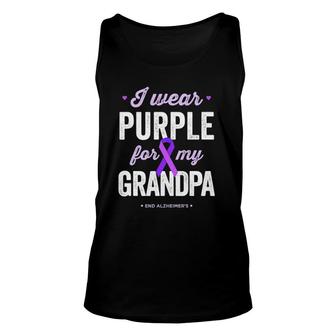 End Alz I Wear Purple For My Grandpa, Alzheimers Awareness Unisex Tank Top | Mazezy