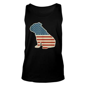 English Bulldog American Flag Dog Lover 4Th Of July Gift Unisex Tank Top | Mazezy