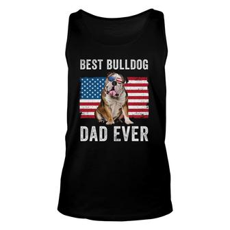 English Bulldog Dad Usa American Flag Dog Lover Owner Funny Unisex Tank Top | Mazezy